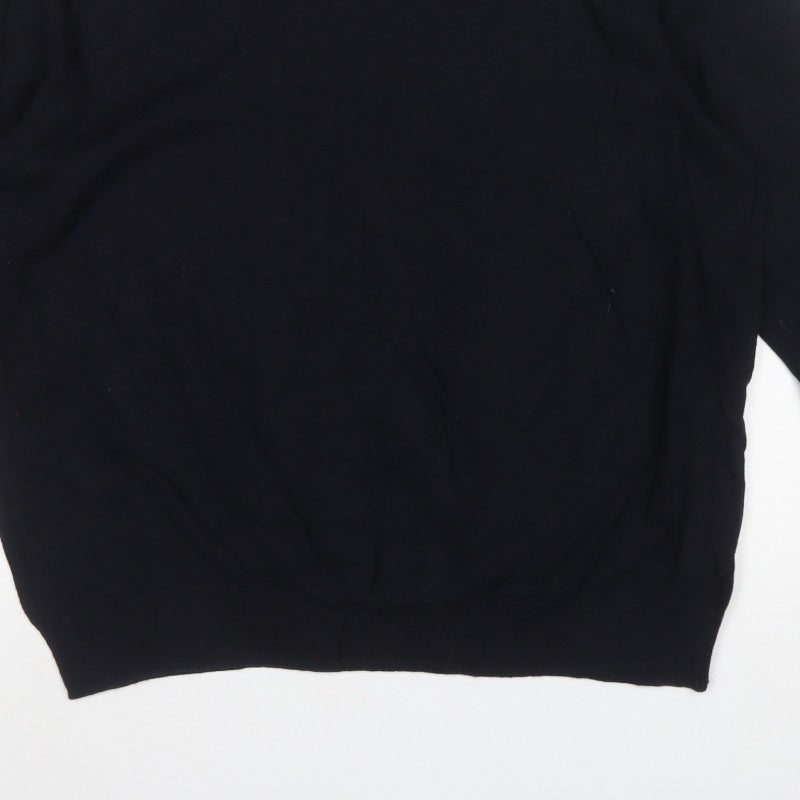 Jeff Banks London Men’s Black Cashmere Silk V-Neck Pullover 3XL