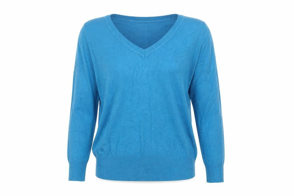 Marks & Spencer Women Blue UK 12 V-Neck Long Sleeve Knit Jumper