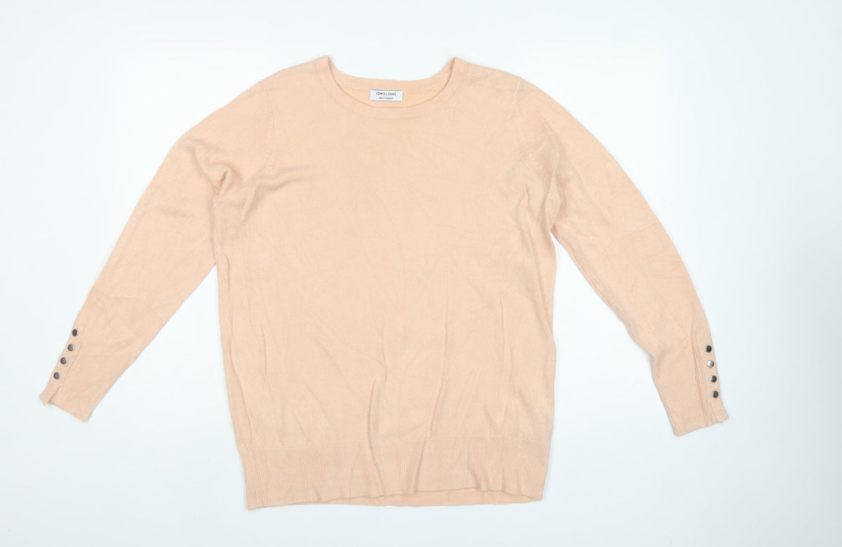 JD Williams Women Beige Size 12 Tunic Jumper Round Neck Buttons