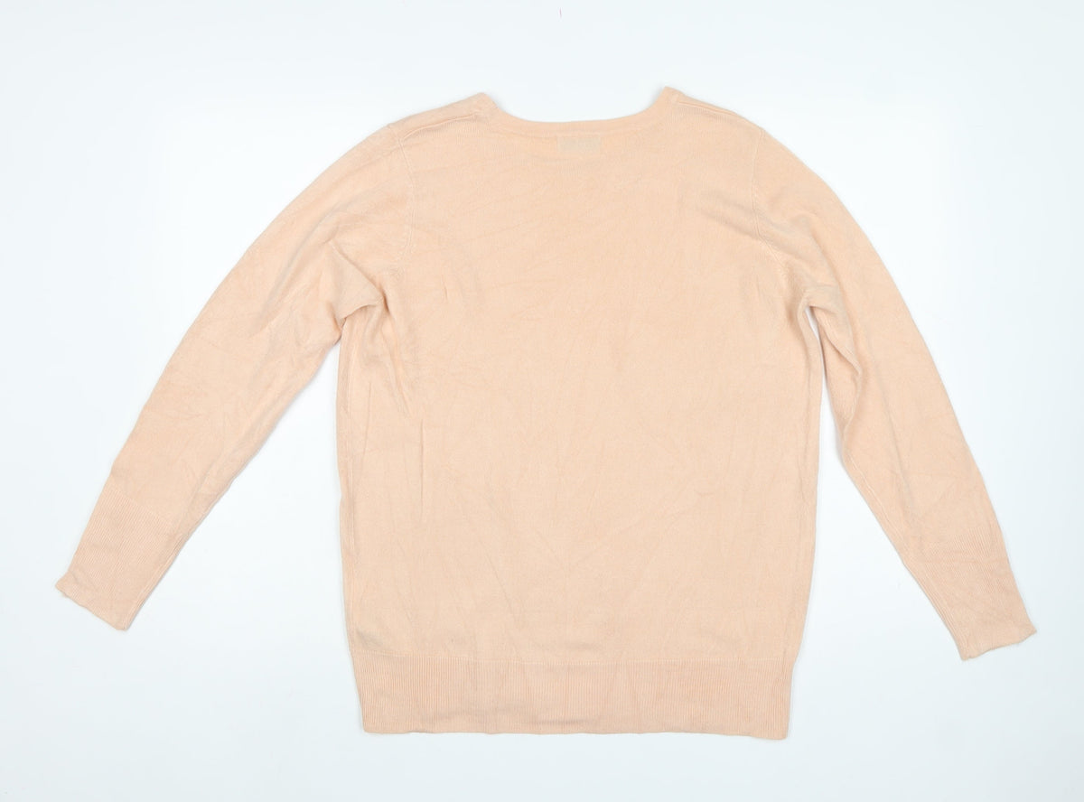 JD Williams Women Beige Size 12 Tunic Jumper Round Neck Buttons