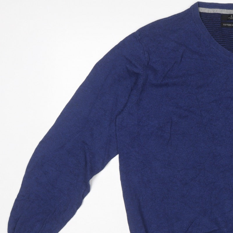 Jeff Banks Men’s Blue Cotton Cashmere V-Neck Pullover Jumper L