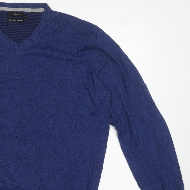 Jeff Banks Men’s Blue Cotton Cashmere V-Neck Pullover Jumper L