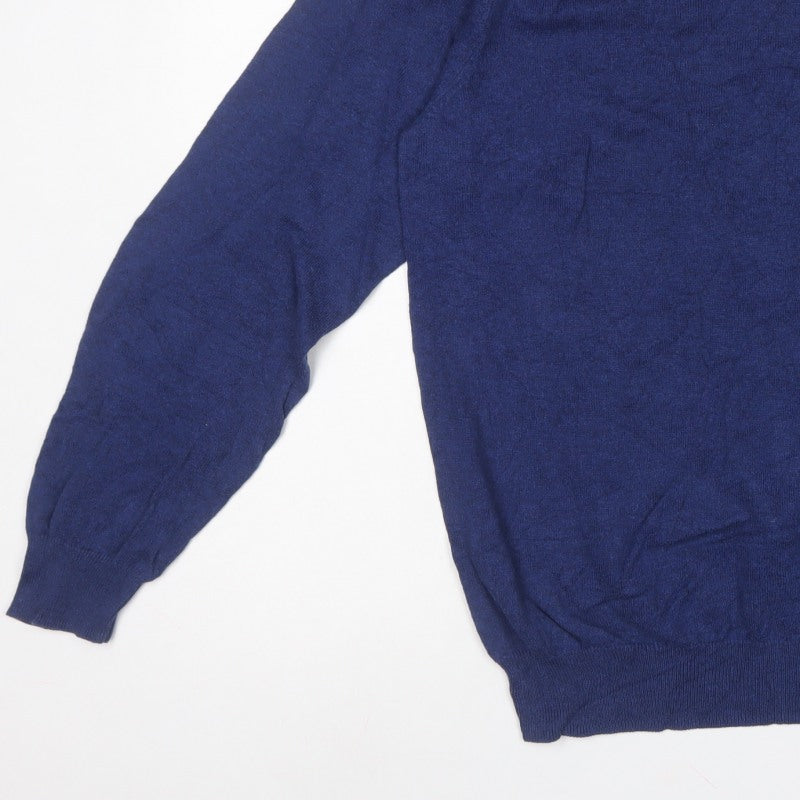 Jeff Banks Men’s Blue Cotton Cashmere V-Neck Pullover Jumper L