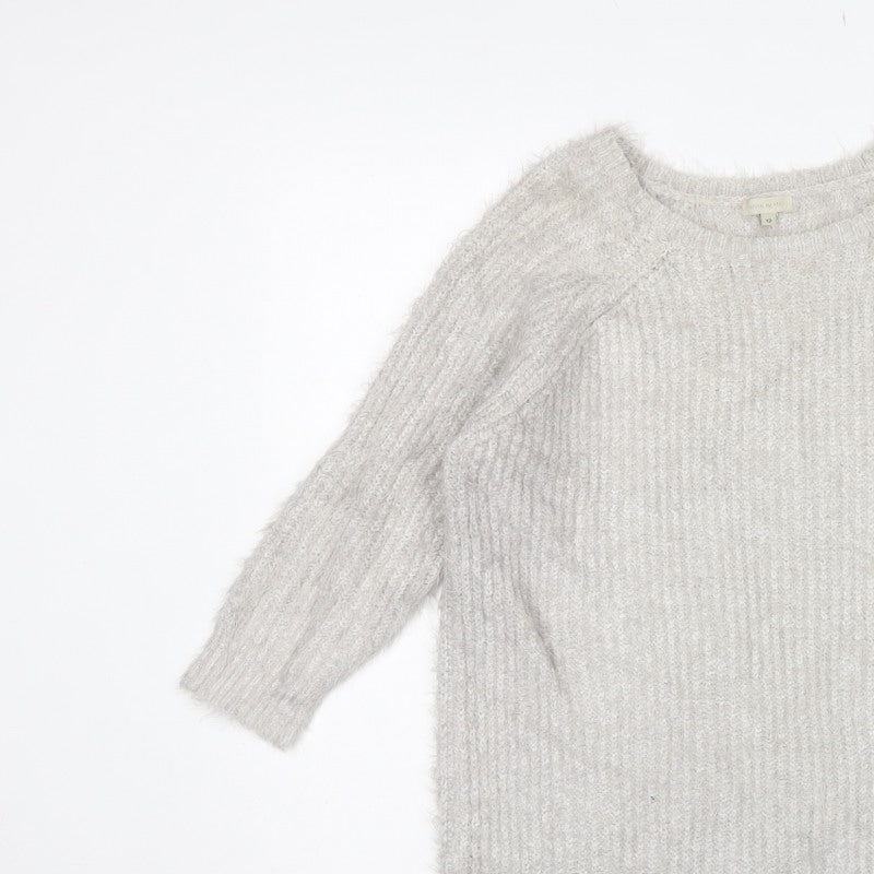 River Island Women Grey UK 12 Chunky Knit Crew Neck Pullover Jumper