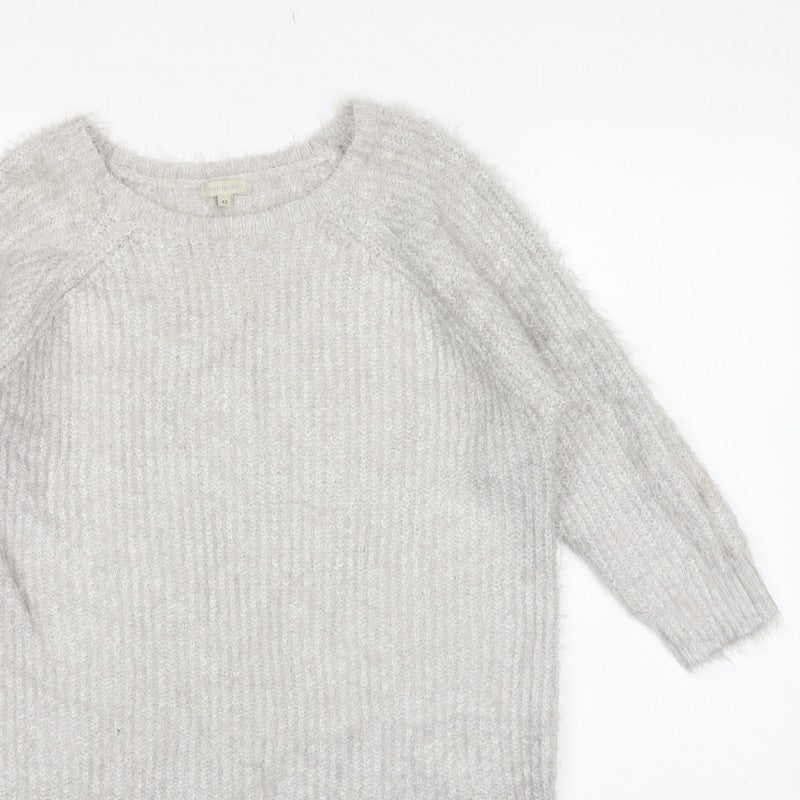 River Island Women Grey UK 12 Chunky Knit Crew Neck Pullover Jumper