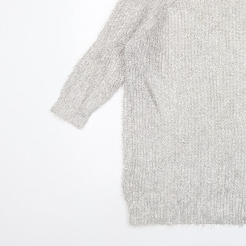 River Island Women Grey UK 12 Chunky Knit Crew Neck Pullover Jumper