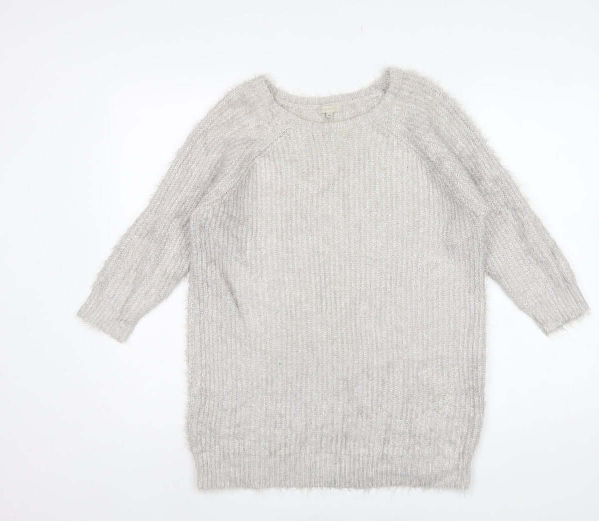River Island Women Grey UK 12 Chunky Knit Crew Neck Pullover Jumper