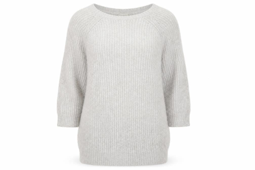 River Island Women Grey UK 12 Chunky Knit Crew Neck Pullover Jumper