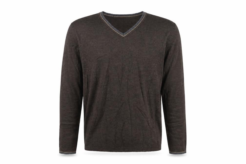 Zara Men’s Brown V-Neck Wool Blend Knit Pullover Jumper Size M