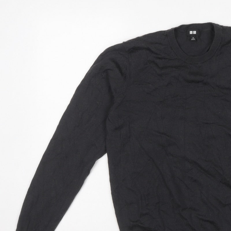 UNIQLO Men’s Black M Cotton Crew Neck Knit Pullover Jumper