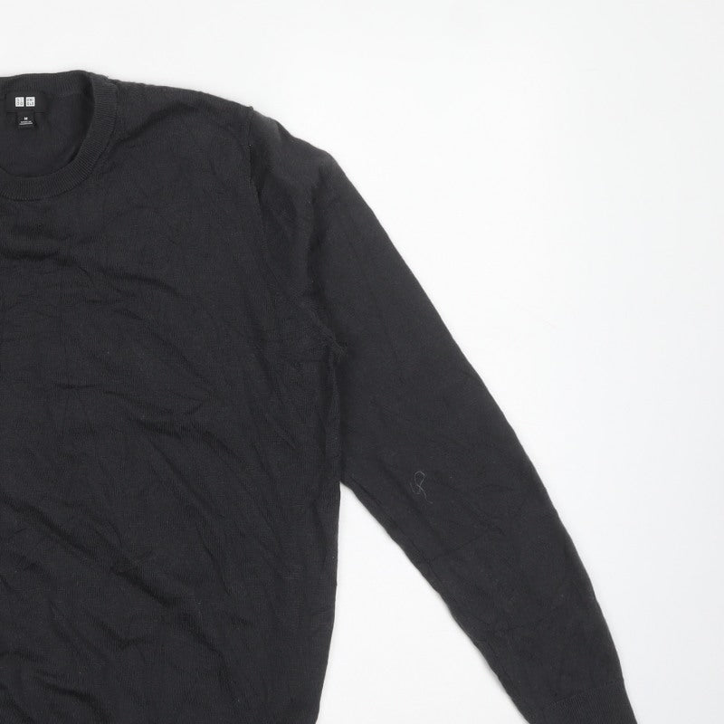 UNIQLO Men’s Black M Cotton Crew Neck Knit Pullover Jumper