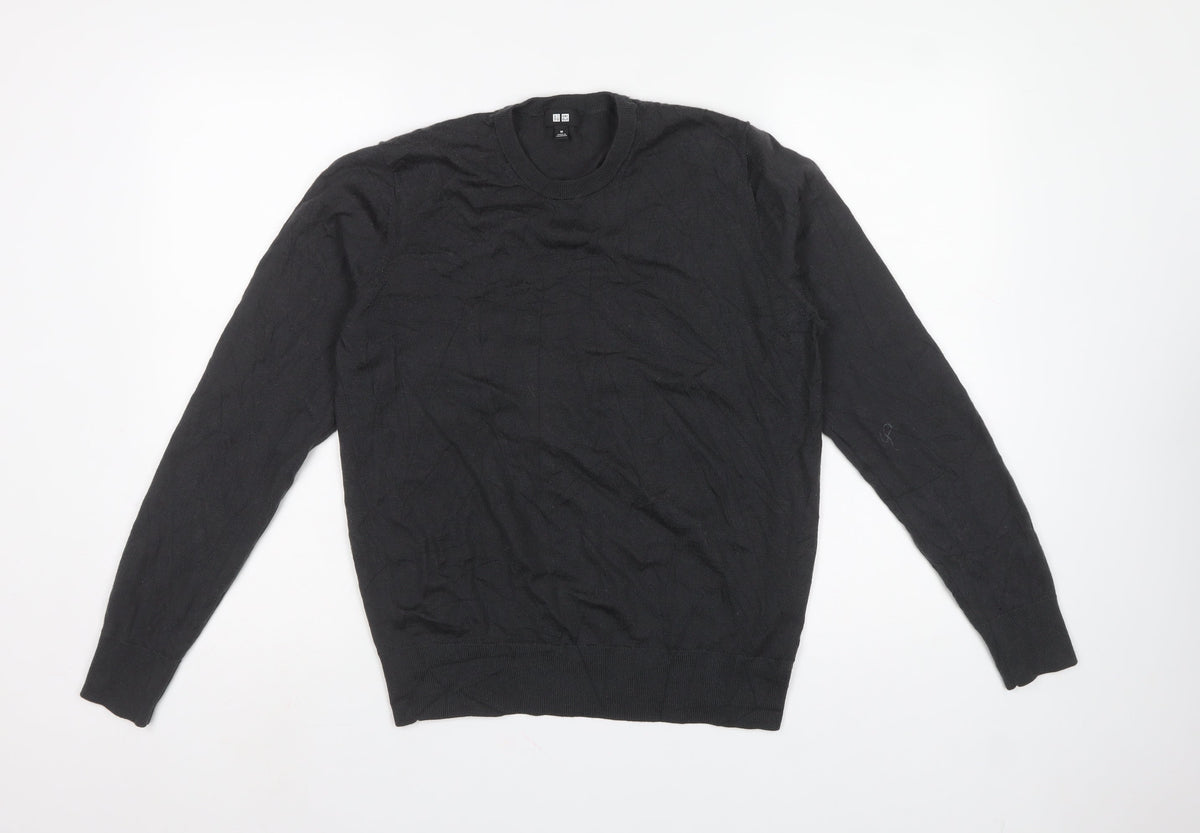 UNIQLO Men’s Black M Cotton Crew Neck Knit Pullover Jumper