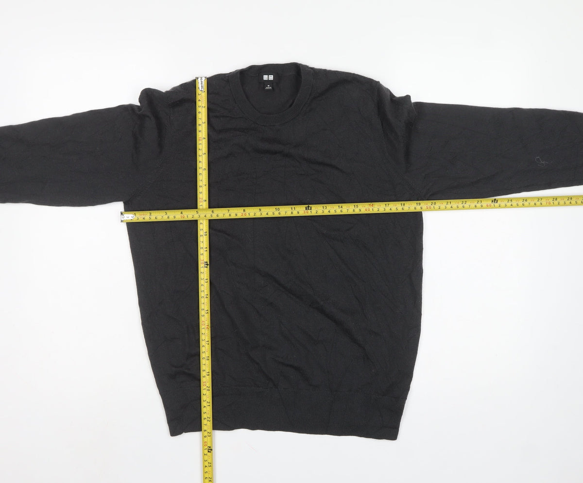 UNIQLO Men’s Black M Cotton Crew Neck Knit Pullover Jumper