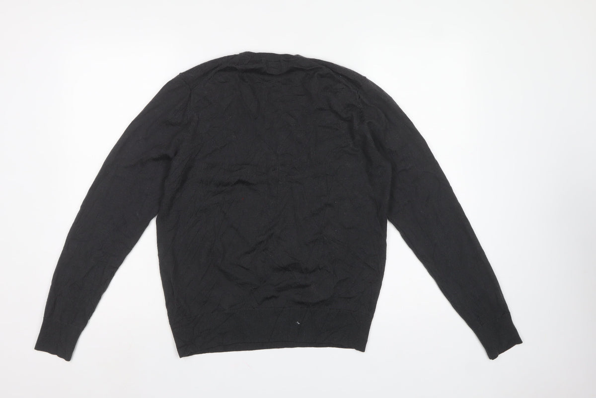 UNIQLO Men’s Black M Cotton Crew Neck Knit Pullover Jumper