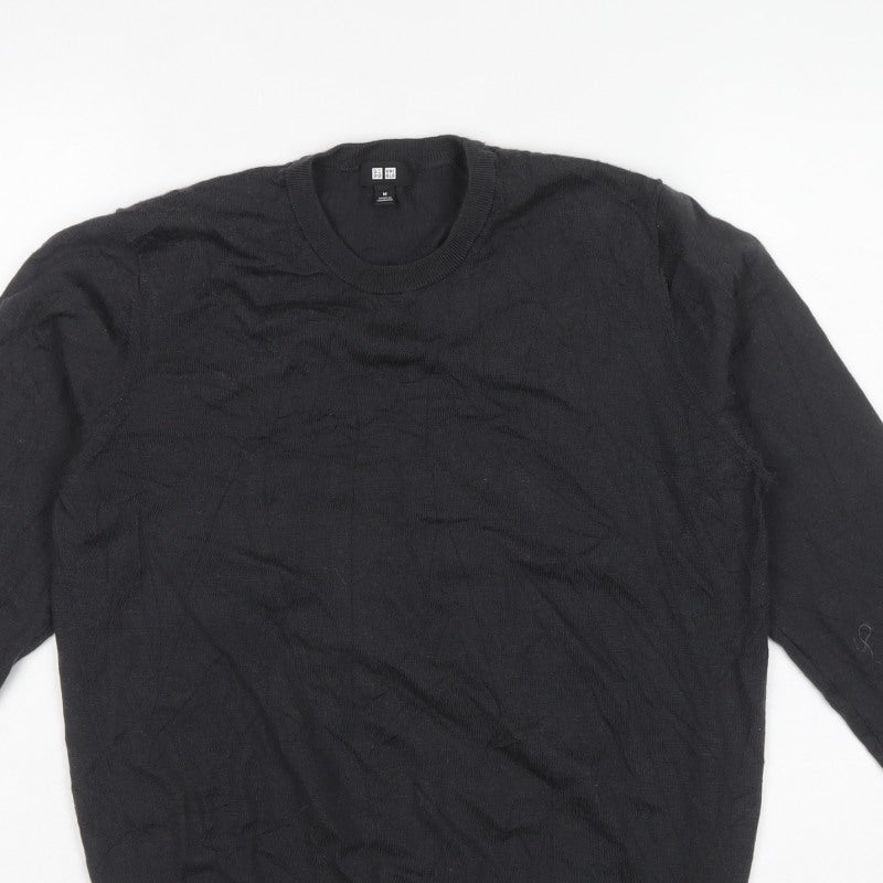UNIQLO Men’s Black M Cotton Crew Neck Knit Pullover Jumper