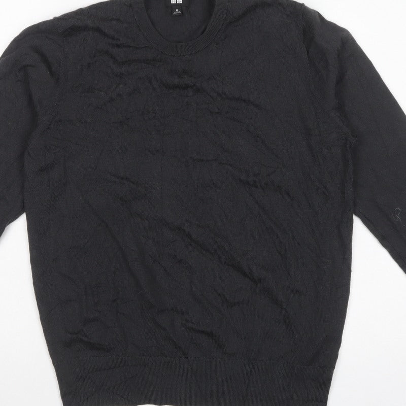 UNIQLO Men’s Black M Cotton Crew Neck Knit Pullover Jumper