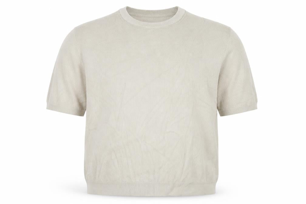 Marks and Spencer Men’s Beige 2XL Cotton Rich Short Sleeve Jumper