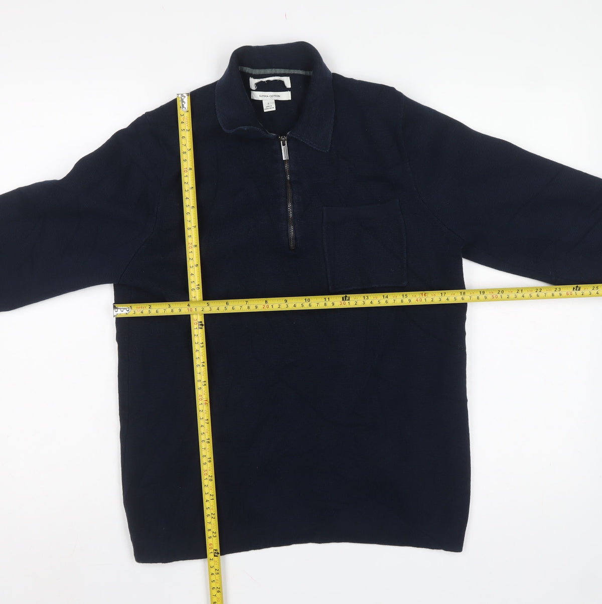 Marks and Spencer Men’s Blue Supima Cotton S Half Zip Collared Jumper