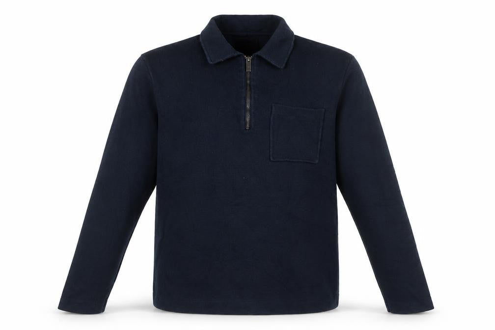 Marks and Spencer Men’s Blue Supima Cotton S Half Zip Collared Jumper