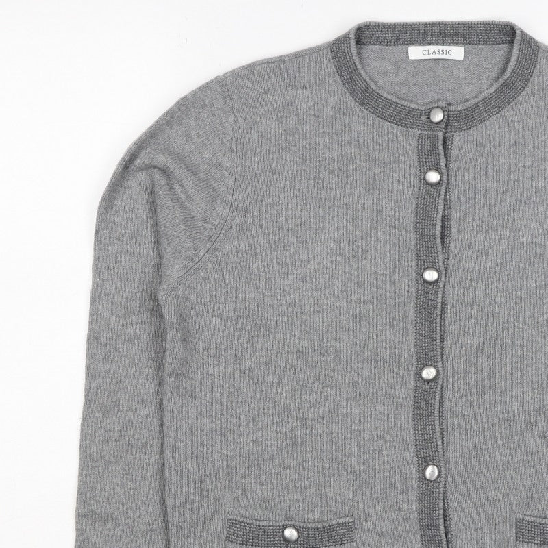 M&S Women’s Grey UK 14 Classic Wool Blend Button Cardigan