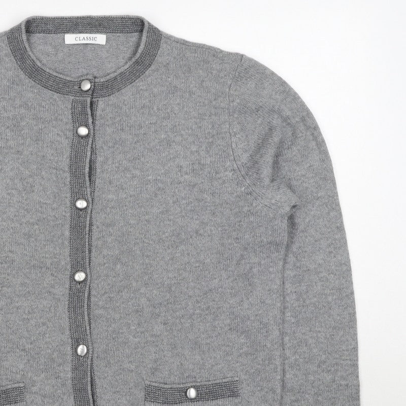 M&S Women’s Grey UK 14 Classic Wool Blend Button Cardigan