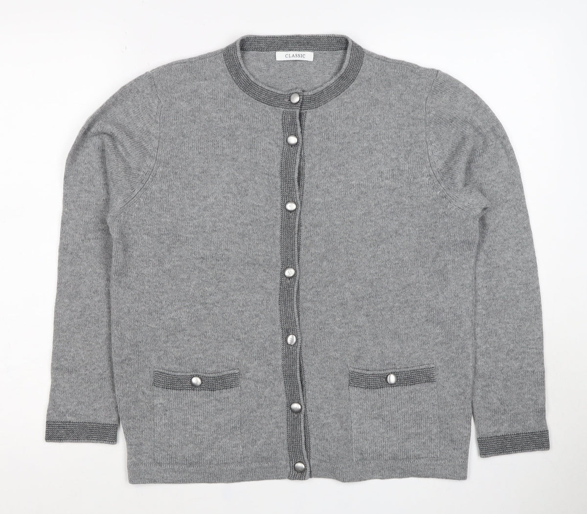M&S Women’s Grey UK 14 Classic Wool Blend Button Cardigan