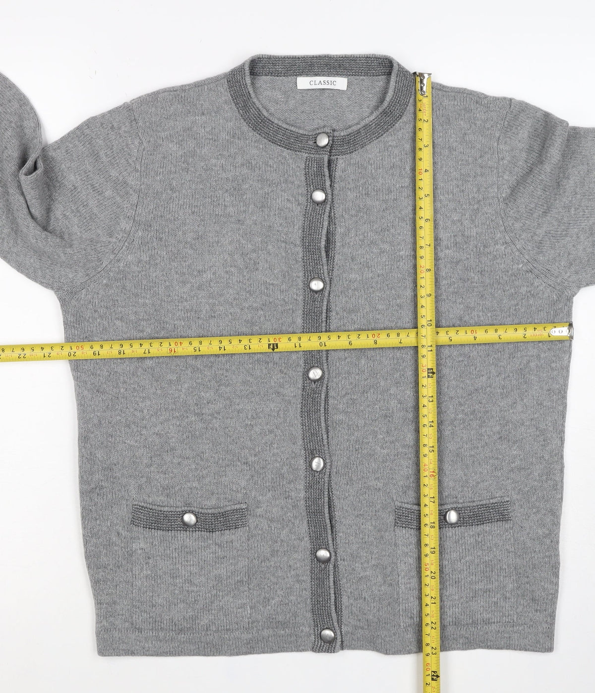 M&S Women’s Grey UK 14 Classic Wool Blend Button Cardigan