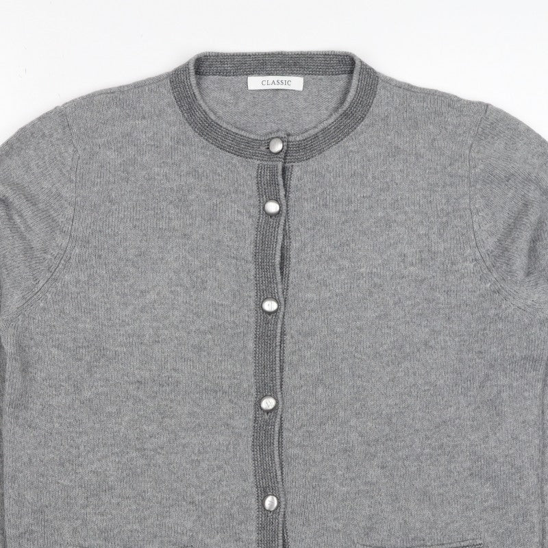 M&S Women’s Grey UK 14 Classic Wool Blend Button Cardigan