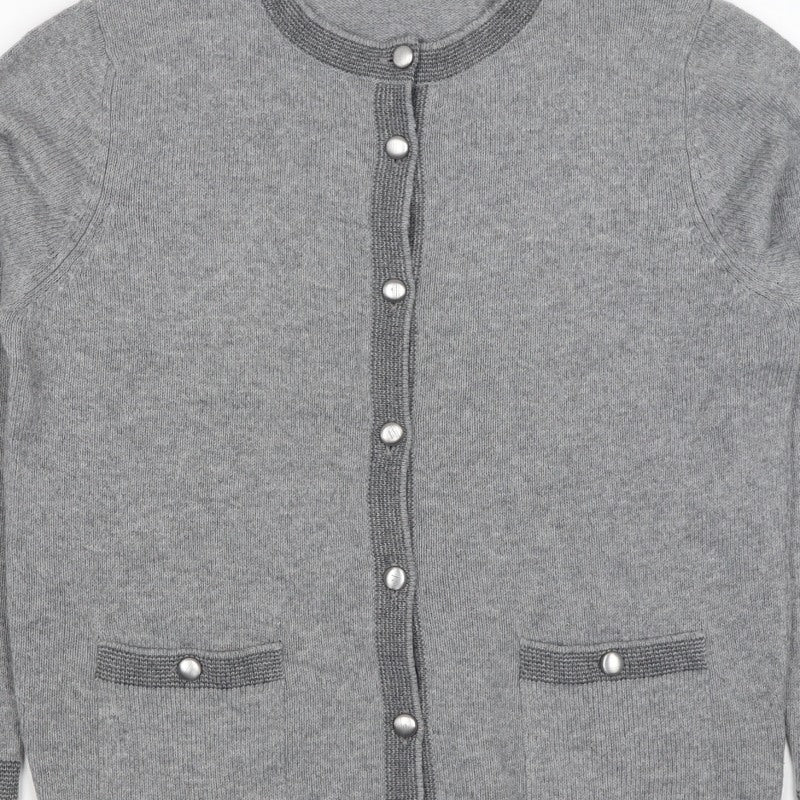 M&S Women’s Grey UK 14 Classic Wool Blend Button Cardigan