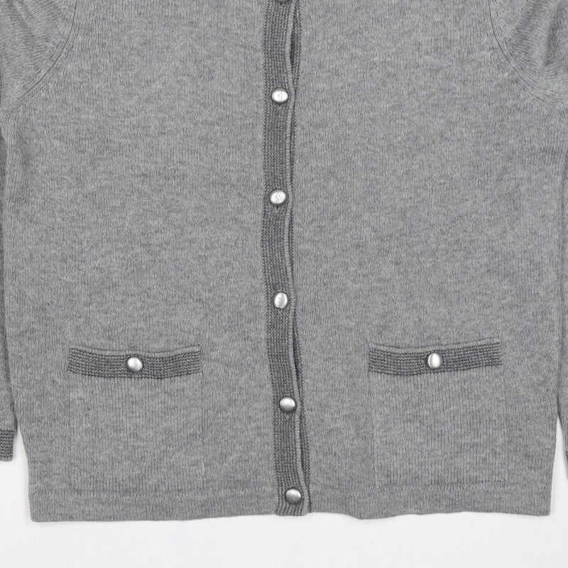 M&S Women’s Grey UK 14 Classic Wool Blend Button Cardigan