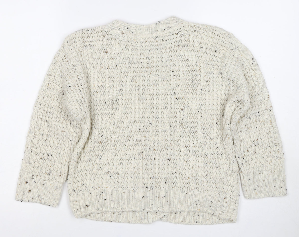 Atmosphere Women’s Ivory UK 14 Cable Knit Button Cardigan Pockets