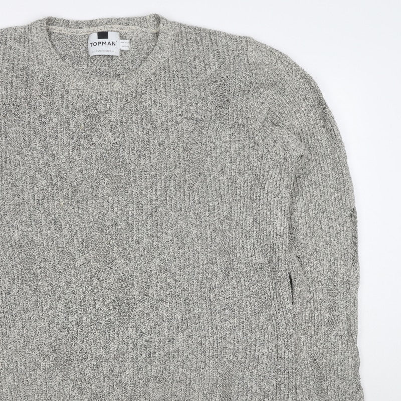 Topman Men’s Grey Cable Knit Crew Neck Pullover Jumper Size L