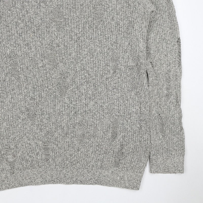 Topman Men’s Grey Cable Knit Crew Neck Pullover Jumper Size L