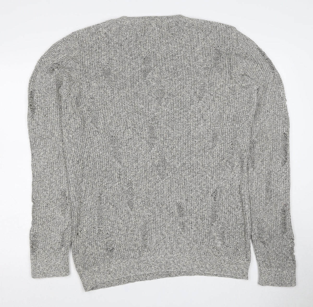 Topman Men’s Grey Cable Knit Crew Neck Pullover Jumper Size L