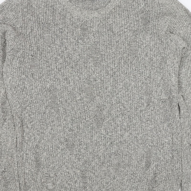 Topman Men’s Grey Cable Knit Crew Neck Pullover Jumper Size L