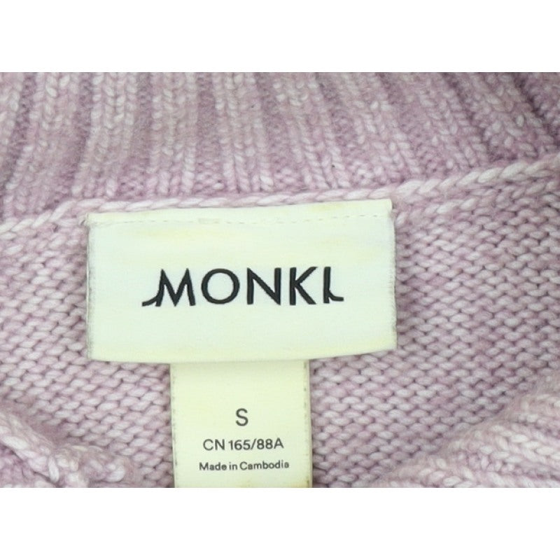 Monki Women Pink S Cable Knit Roll Neck Button Cardigan