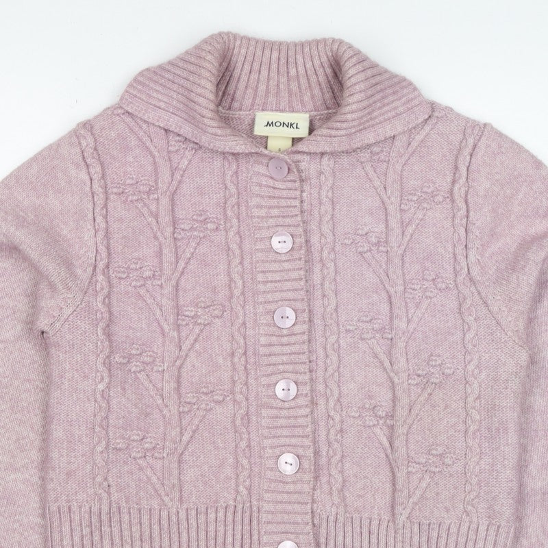 Monki Women Pink S Cable Knit Roll Neck Button Cardigan