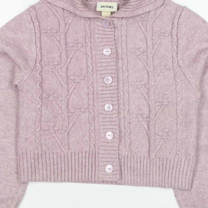 Monki Women Pink S Cable Knit Roll Neck Button Cardigan