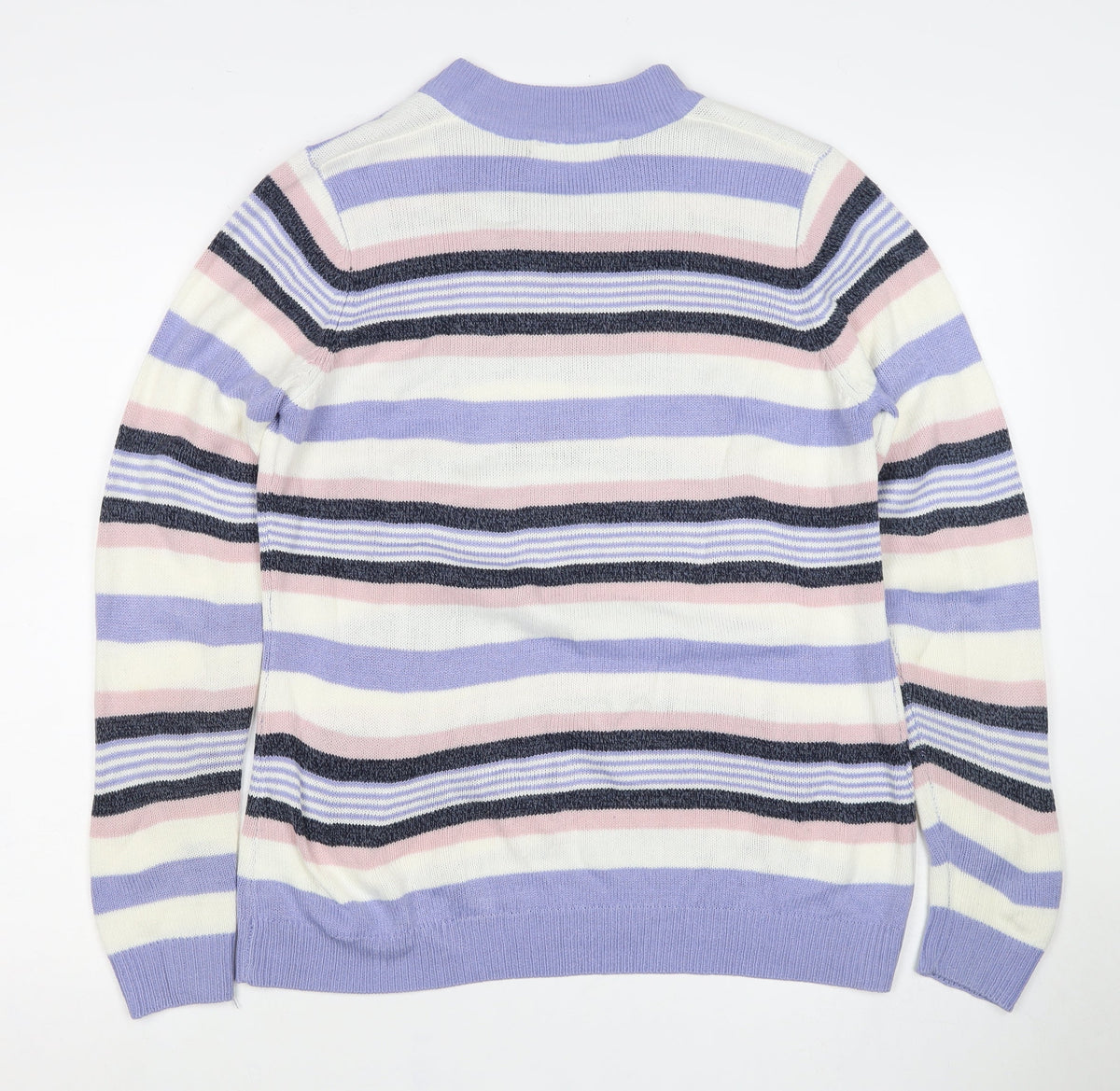 Isle Essentials Women’s Lilac Stripe Henley Jumper UK 14-16 Acrylic