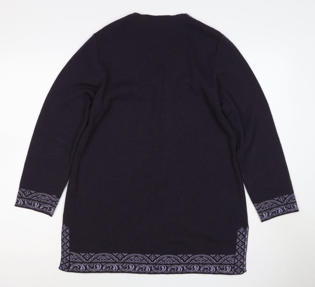 St Michael Women’s Black UK 8 Merino Wool Aztec Knit Cardigan