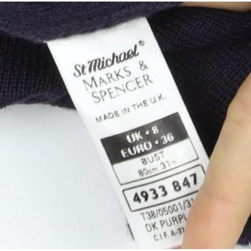 St Michael Women’s Black UK 8 Merino Wool Aztec Knit Cardigan