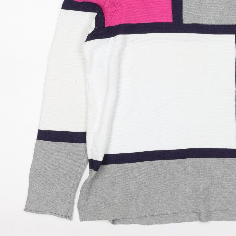 Alison Sheri Women’s Multicolour L Geometric Cotton Knit Pullover