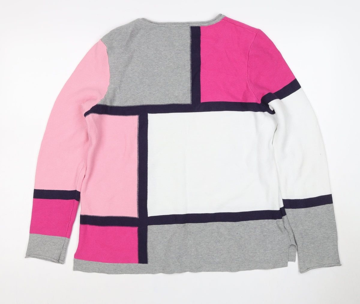 Alison Sheri Women’s Multicolour L Geometric Cotton Knit Pullover