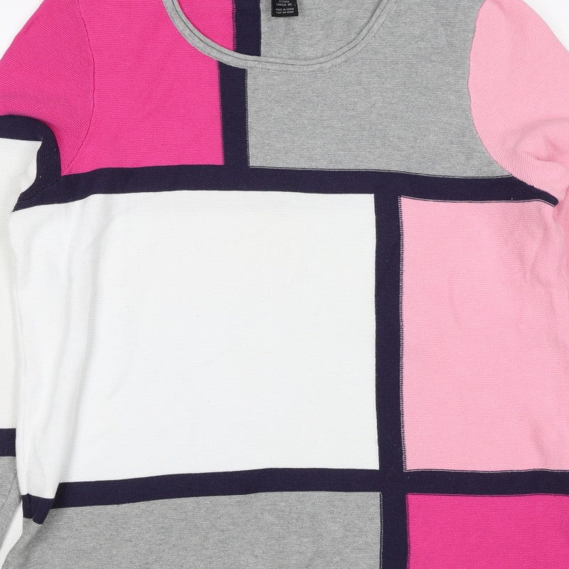 Alison Sheri Women’s Multicolour L Geometric Cotton Knit Pullover