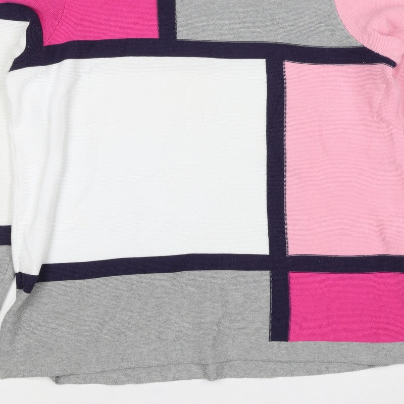 Alison Sheri Women’s Multicolour L Geometric Cotton Knit Pullover