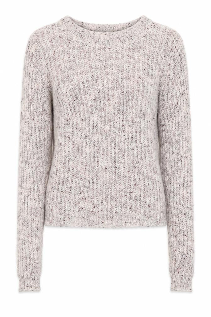 Bershka Women Ivory Pink Fleck S Open Knit Round Neck Jumper