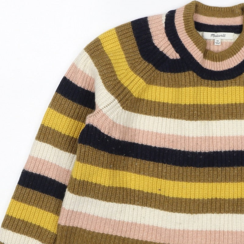 Madewell Women's XS Multicoloured Striped Merino Wool Pullover Jumper