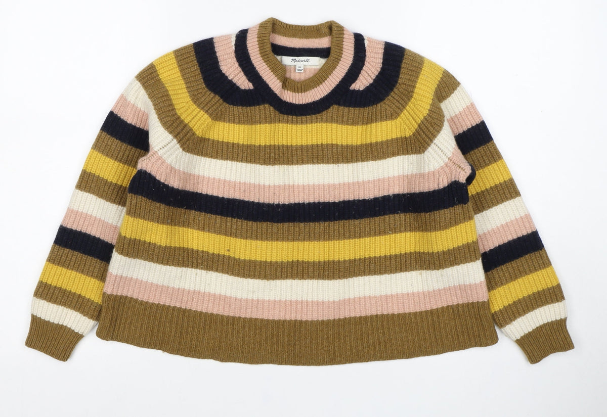 Madewell Women's XS Multicoloured Striped Merino Wool Pullover Jumper