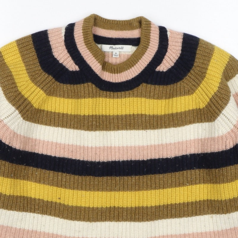 Madewell Women's XS Multicoloured Striped Merino Wool Pullover Jumper