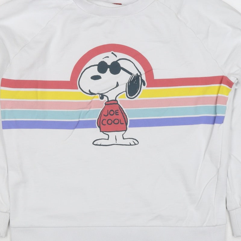Next Women’s White Peanuts Snoopy Graphic Stripe Sweatshirt UK 10